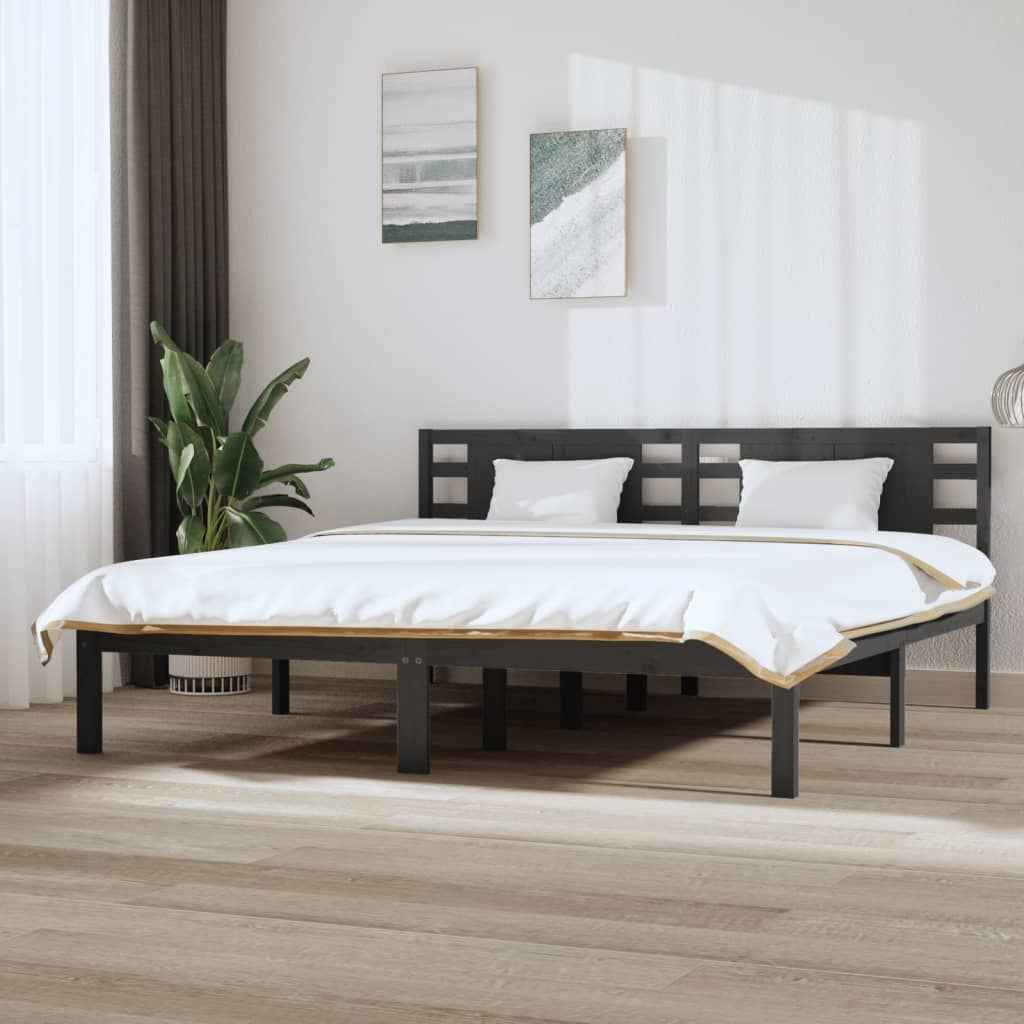vidaXL Estrutura cama pequena solteiro 75x190 cm madeira maciça preto